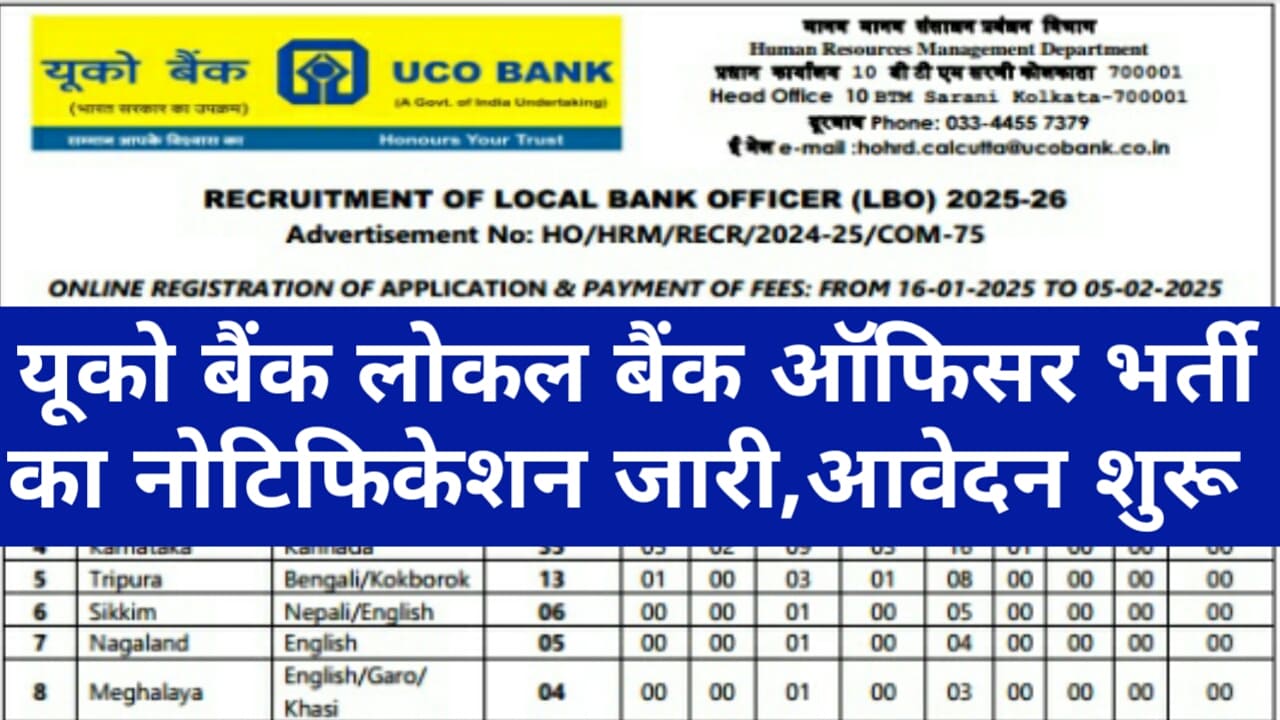 UCO Bank LBO Bharti 2025